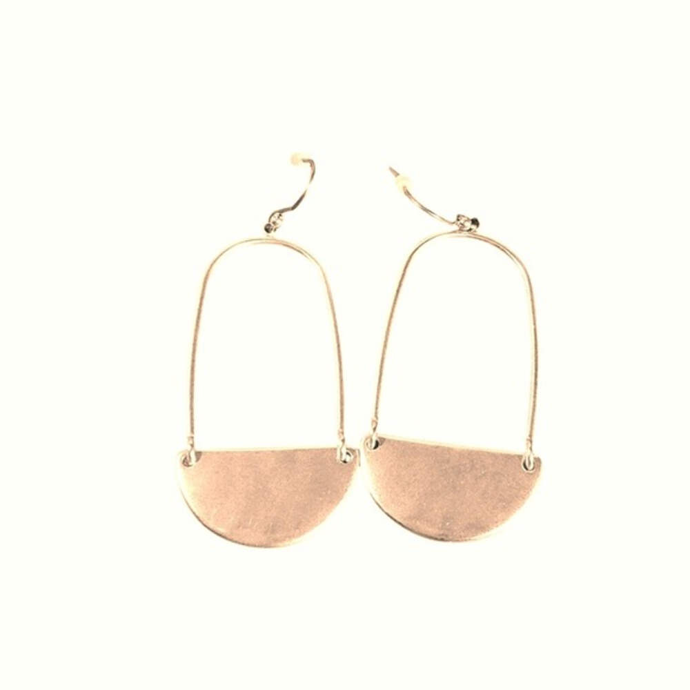 Lucky Brand Gold Half Moon Arch Dangle Drop Earrings Minimalist Geometric New